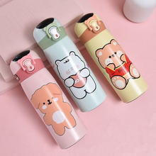 Load image into Gallery viewer, Kawaii Animal Temperature Display Sipper Bottle - Tinyminymo
