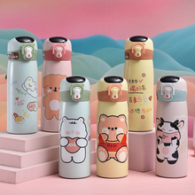Load image into Gallery viewer, Kawaii Animal Temperature Display Sipper Bottle - Tinyminymo
