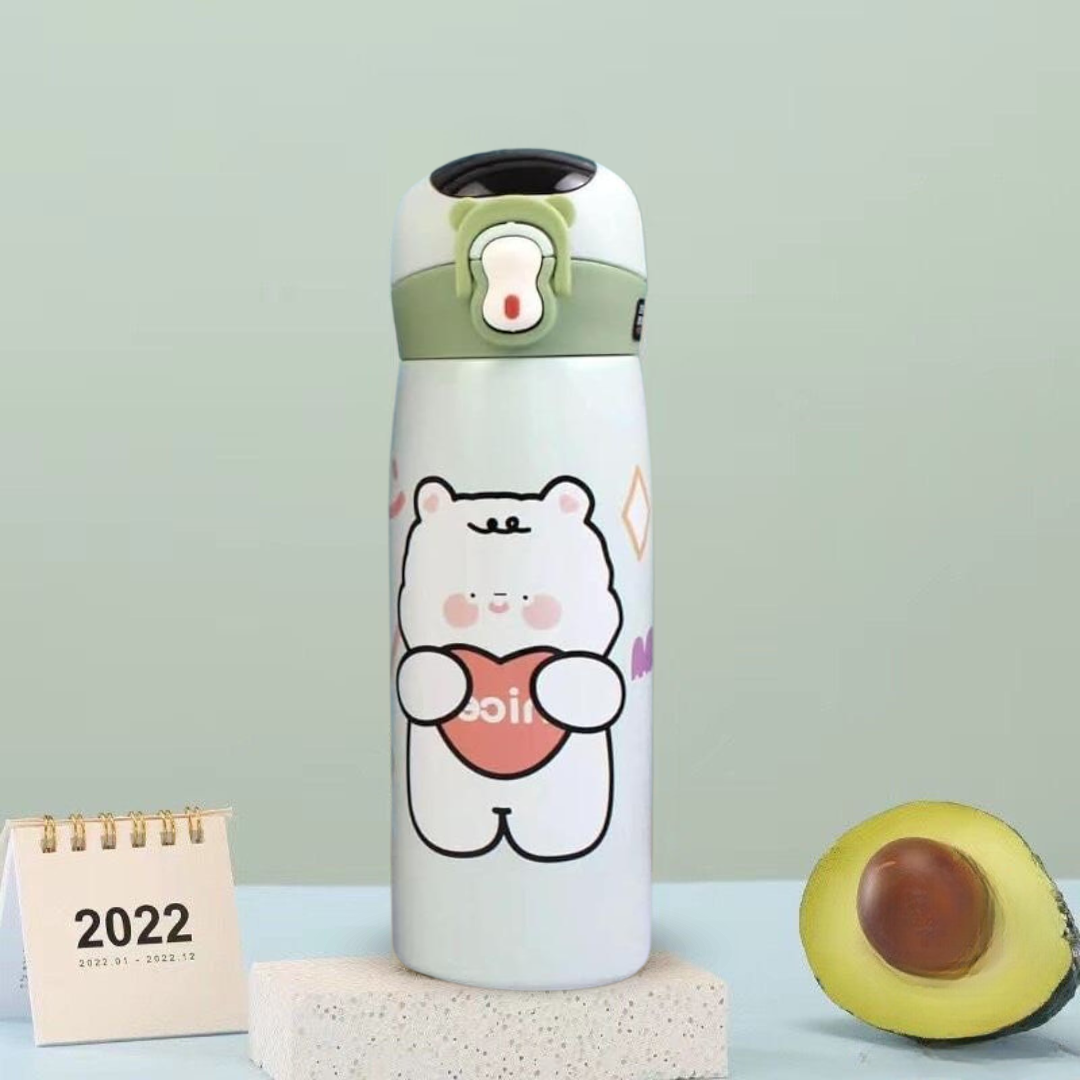 Kawaii Animal Temperature Display Sipper Bottle - Tinyminymo