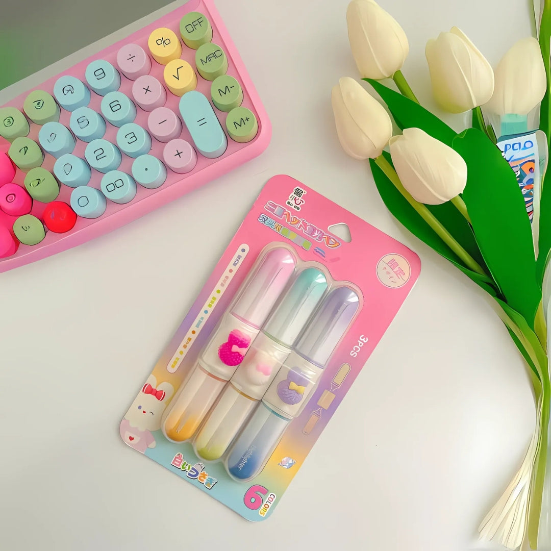 Kawaii Bunny Dual Highlighters - Set of 3 - Tinyminymo
