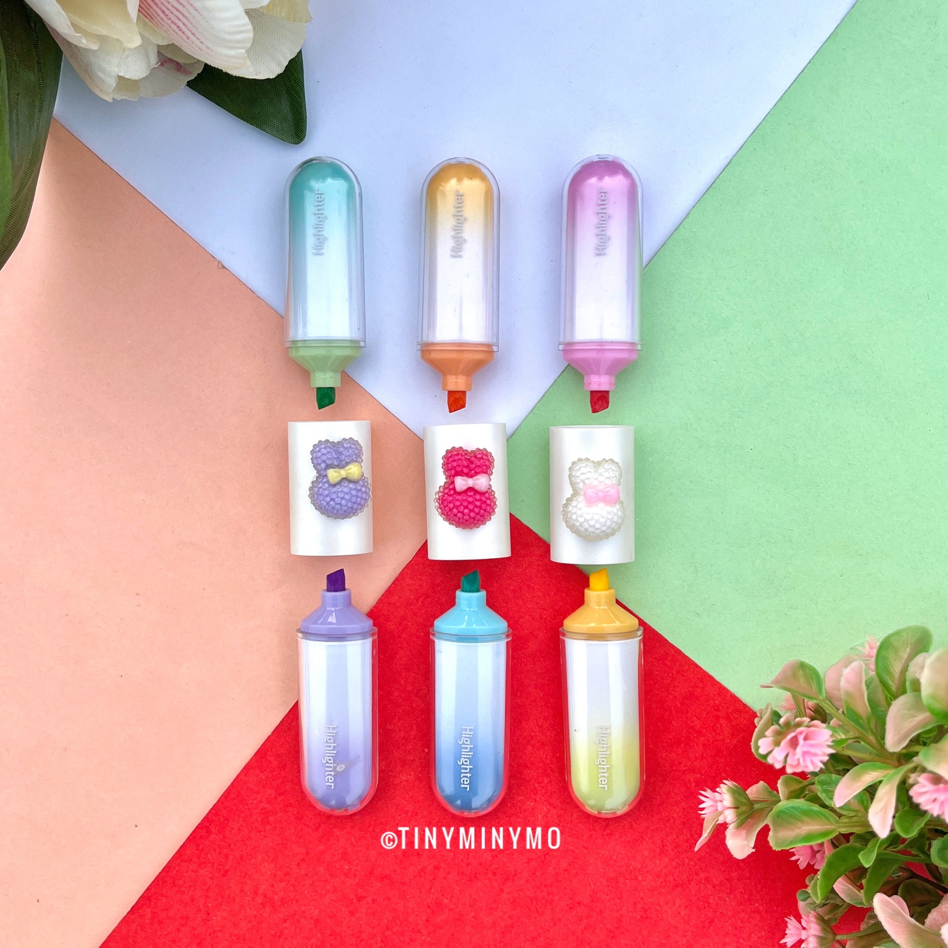 Kawaii Bunny Dual Highlighters - Set of 3 - Tinyminymo
