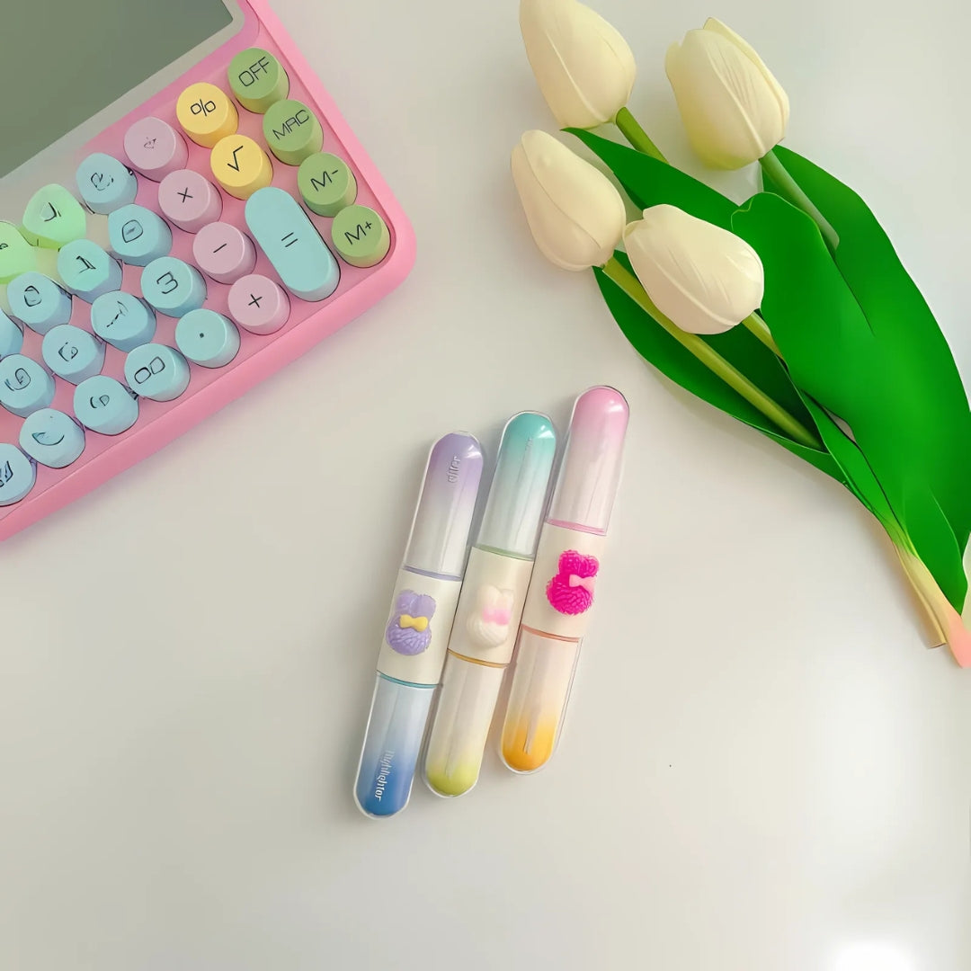 Kawaii Bunny Dual Highlighters - Set of 3 - Tinyminymo