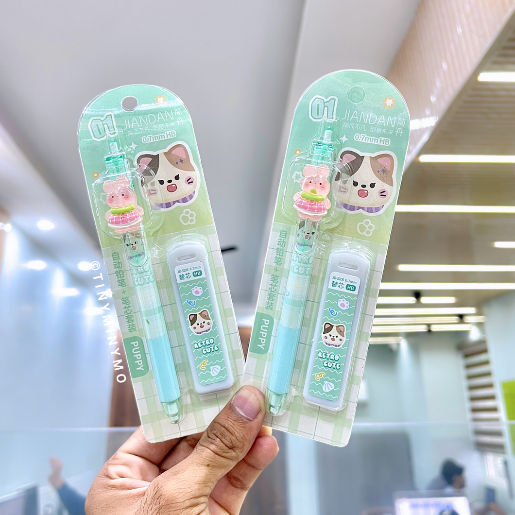 Two Sets of Kawaii Bunny Mechanical Pencil in Bunny in Dress Design - Tinyminymo