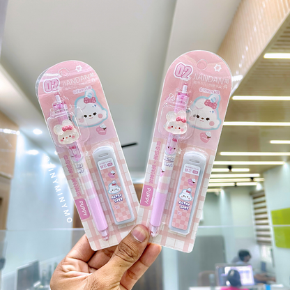 Two Sets of Kawaii Bunny Mechanical Pencil in Bunny Face Design - Tinyminymo