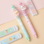 Two Kawaii Bunny Mechanical Pencil on a Pink and Beige background - Tinyminymo
