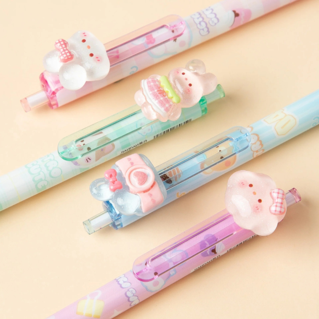 Set of Kawaii Bunny Mechanical Pencil on a light Beige Background - Tinyminymo