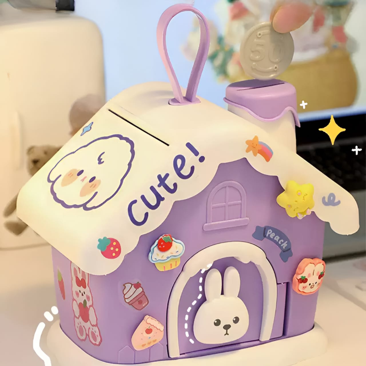 Kawaii Bunny with Stickers Piggy Bank - TInyminymo