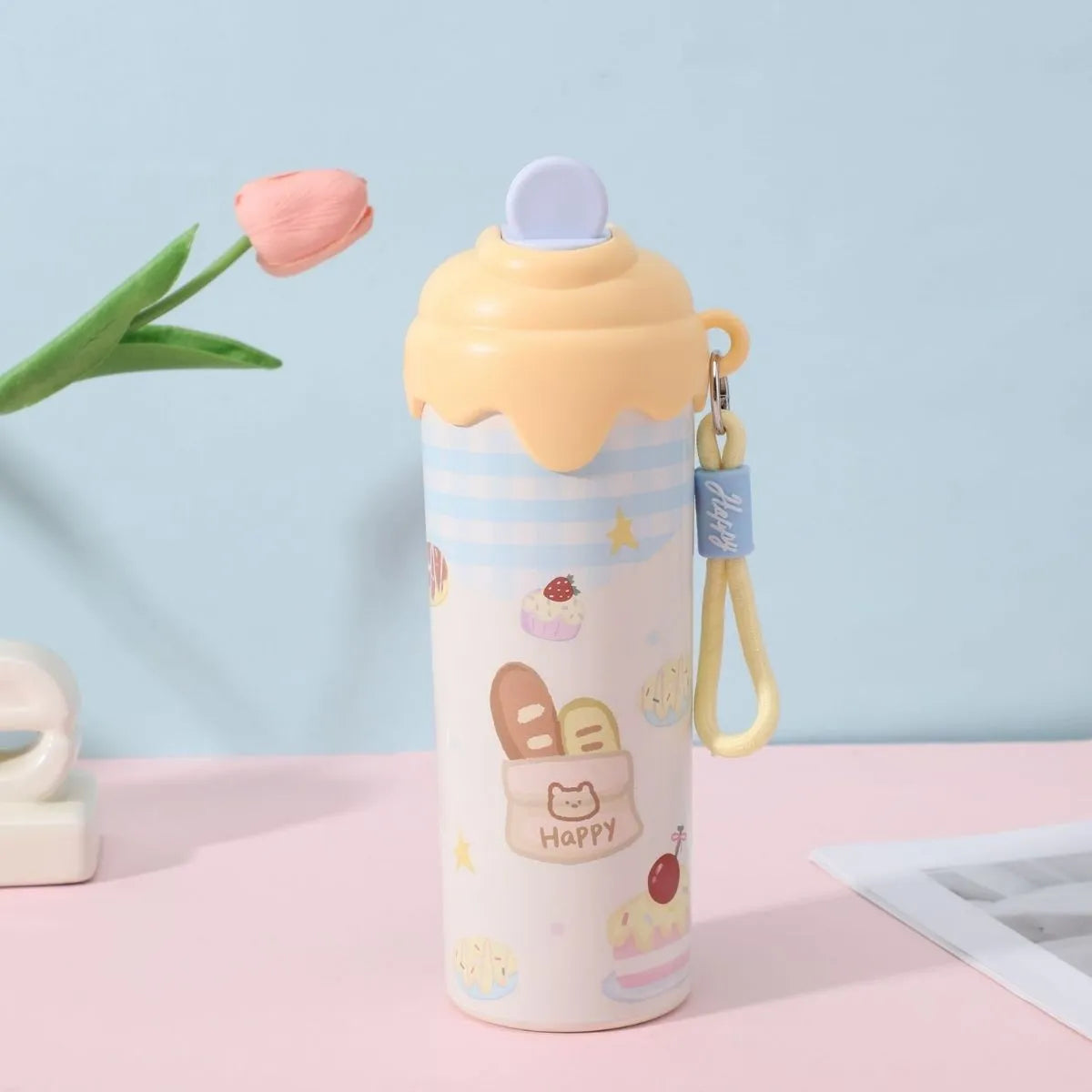 Yellow Lid Kawaii Ice-cream Water Bottle - Tinyminymo