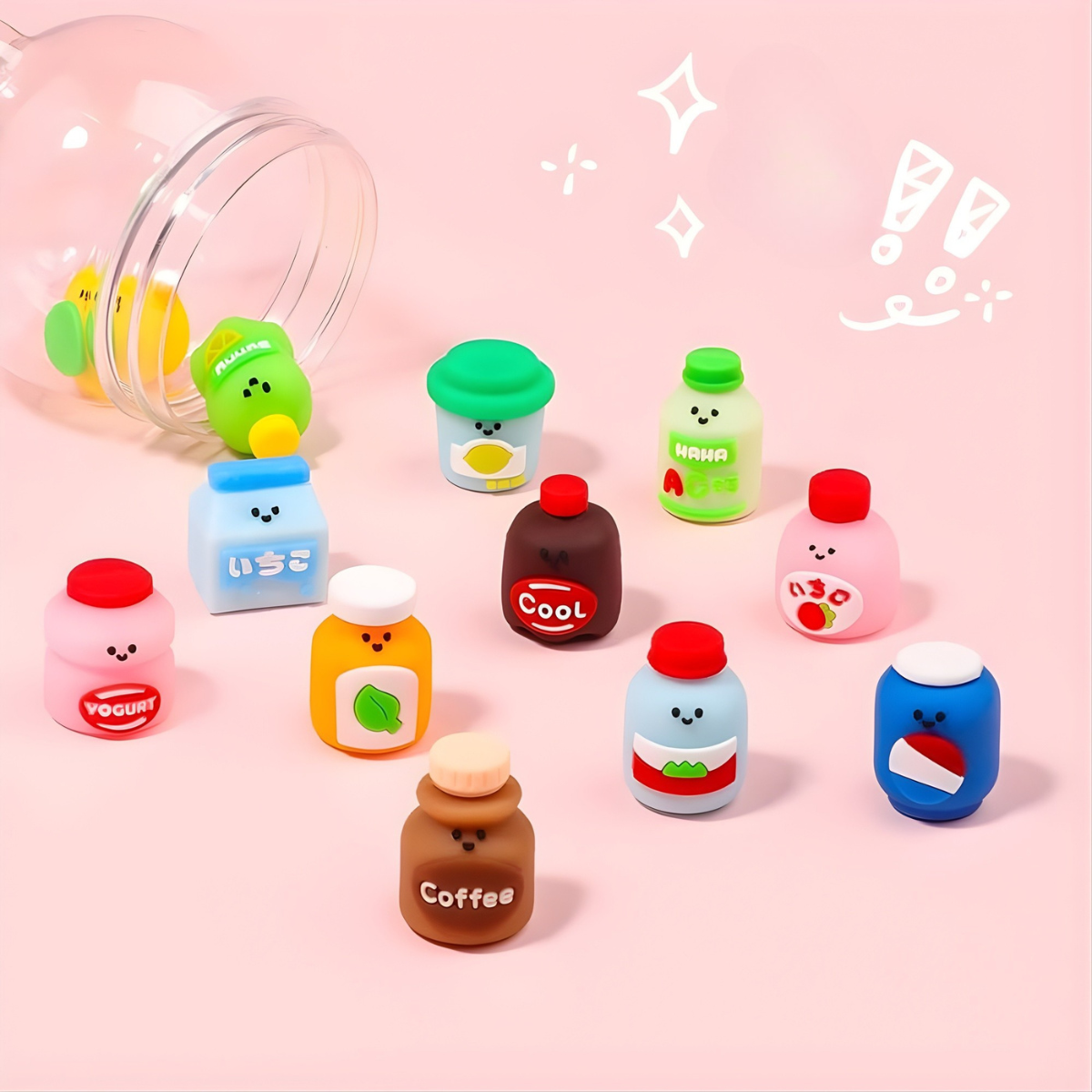Set of Colorful Bottle Shaped Erasers - Tinyminymo