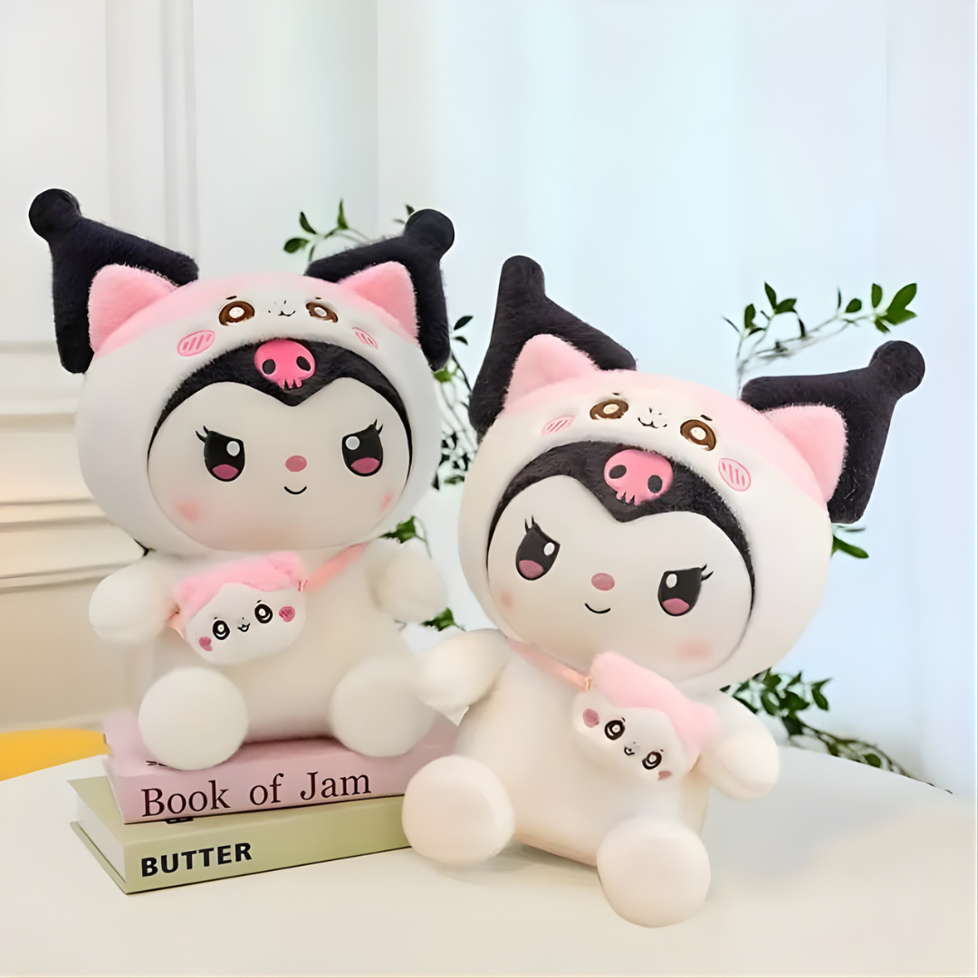 Two Kitty Cosplay Kuromi Plush Toys with Kitty Sling Bag - Tinyminymo