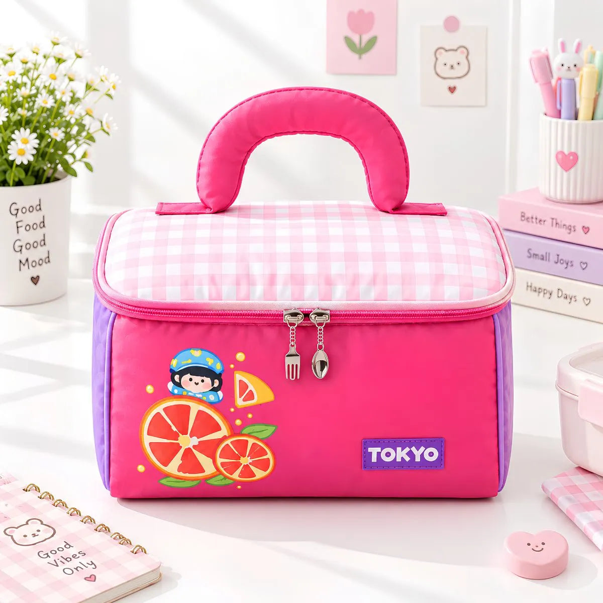 Pink Color Lunch Bag - Tinyminymo