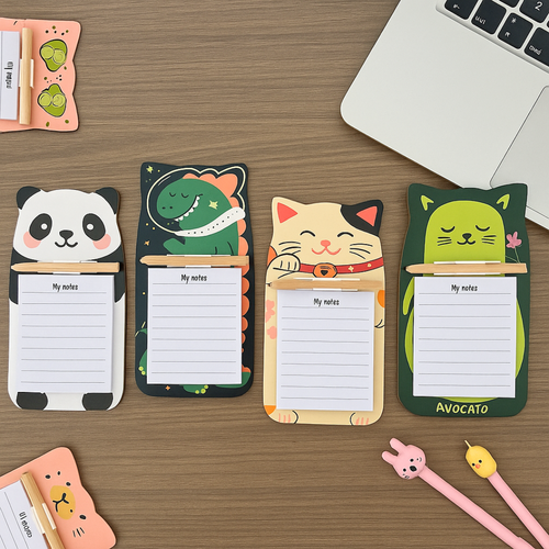 Four Varients of Kawaii Magnetic Notepad with Pencil on the Table - Tinyminymo