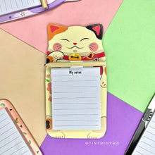 Load image into Gallery viewer, Fortune Cat - Kawaii Magnetic Notepad with Pencil - Tinyminymo

