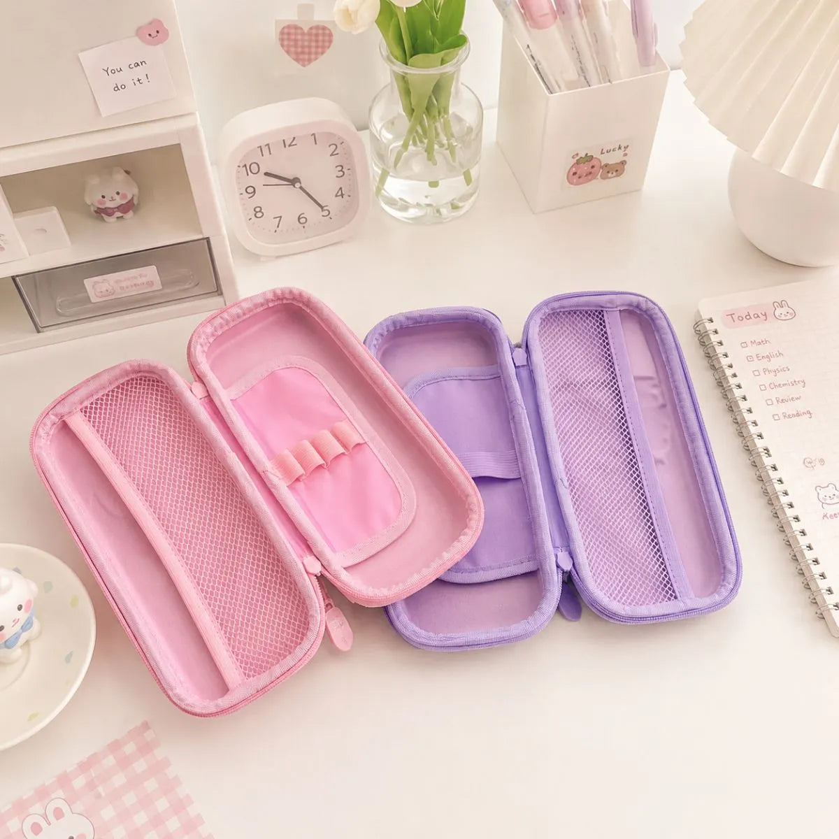 Pink and Purple Pencil Cases from Inside - Tinyminymo