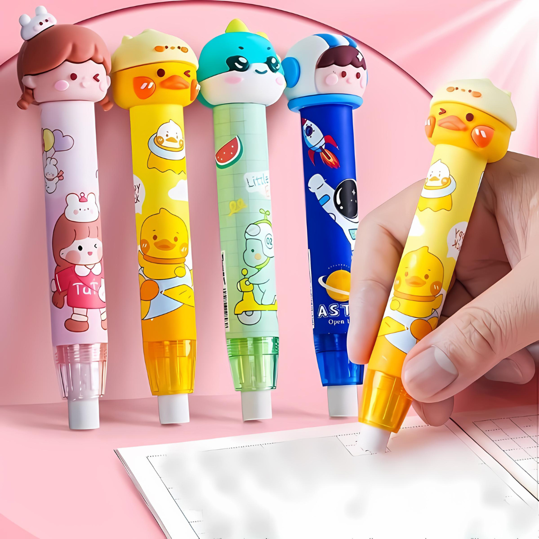 Kawaii Push Eraser - Duck,  Erasing the Pensil Mistakes Smoothly - Tinyminymo