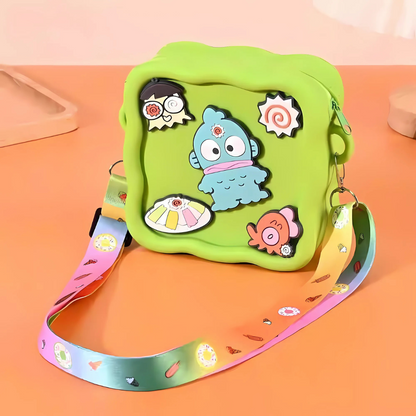 Green Kawaii Silicone Sling Bag with Cartoon Character - Tinyminymo