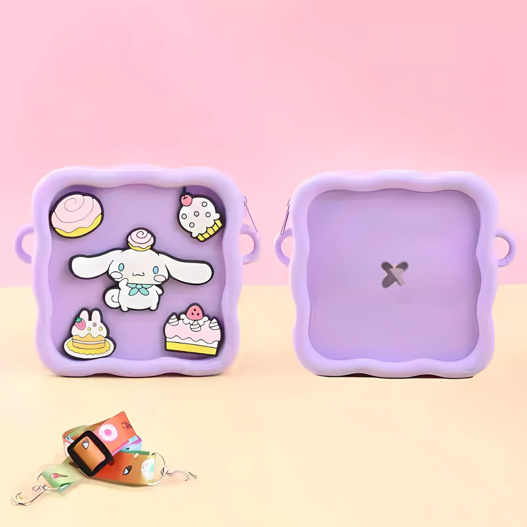 Purple Kawaii Silicone Sling Bag with Cinnamoroll Character - Tinyminymo