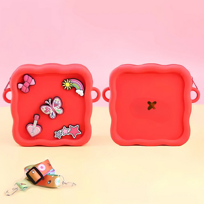Red Kawaii Silicone Sling Bag with Butterfly Design - Tinyminymo