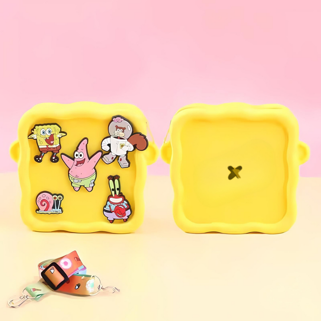 Yellow Kawaii Silicone Sling Bag with Spongebob Character Design Crocs - Tinyminymo