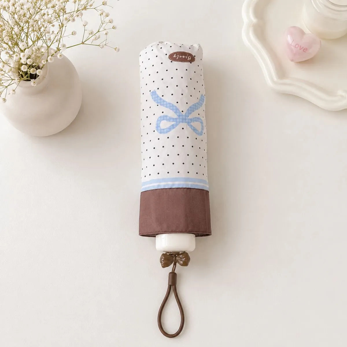 Polka Dot Kawaii Small Umbrella with Bow charm - Tinyminymo
