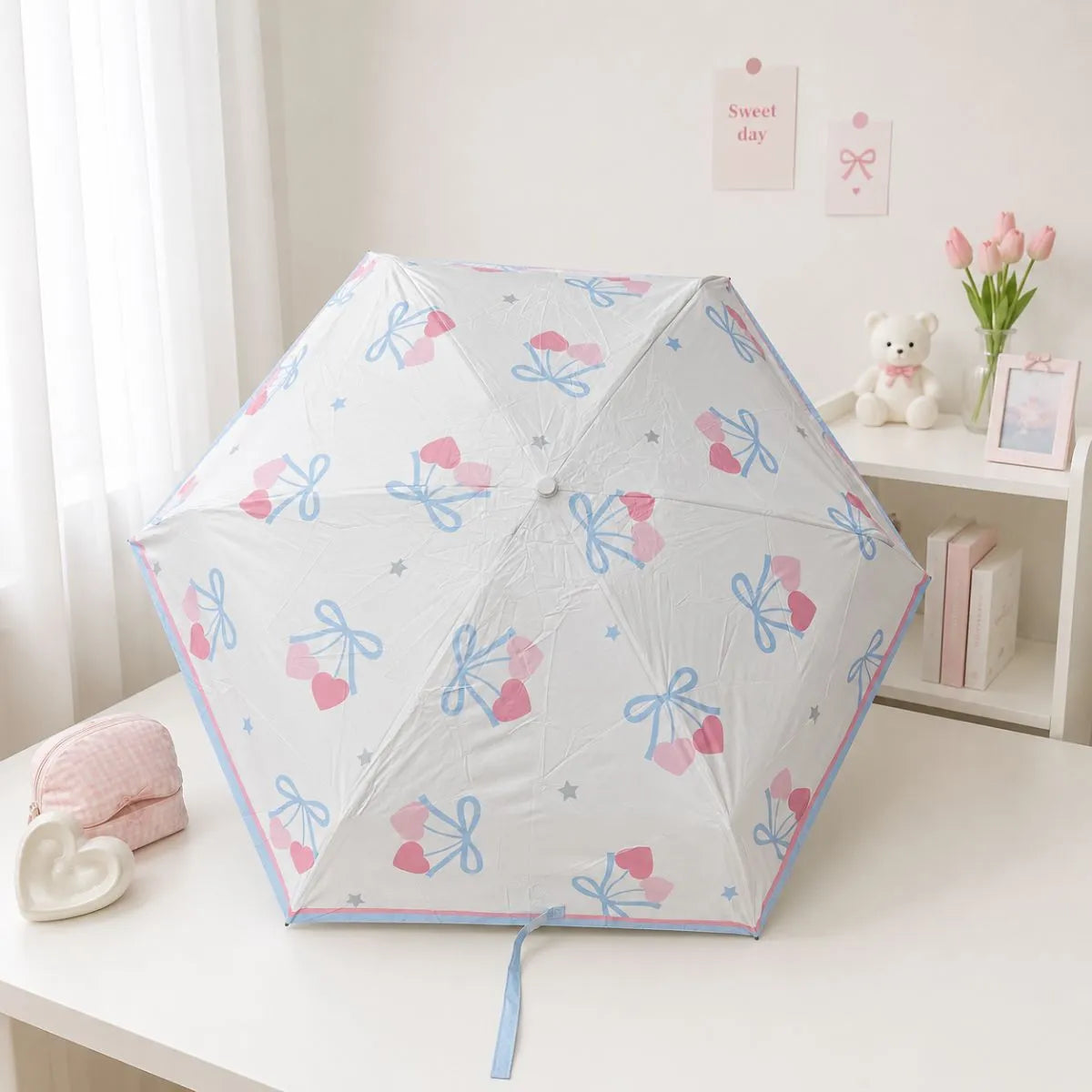 Blue Bow Print Umbrella - Tinyminymo