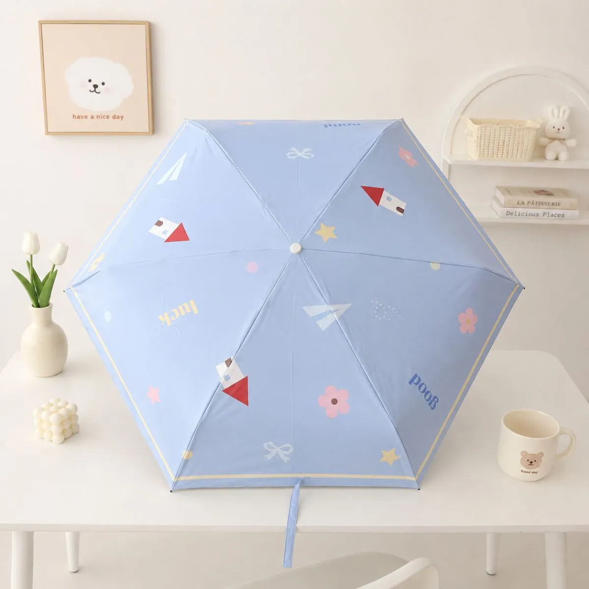 Kawaii Print Blue Umbrella - Tinyminymo