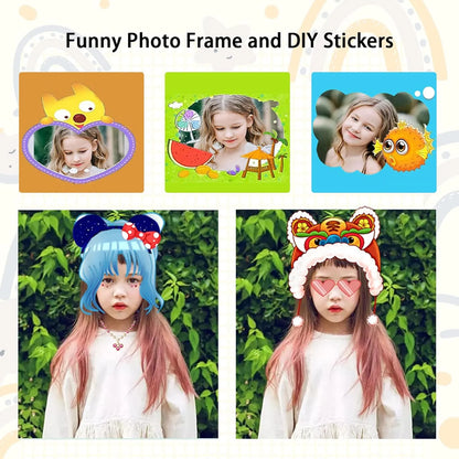 Funny Photo Frames and DIY stickers with Kids's Photos and Props in Kids Digital Camera - Tinyminymo