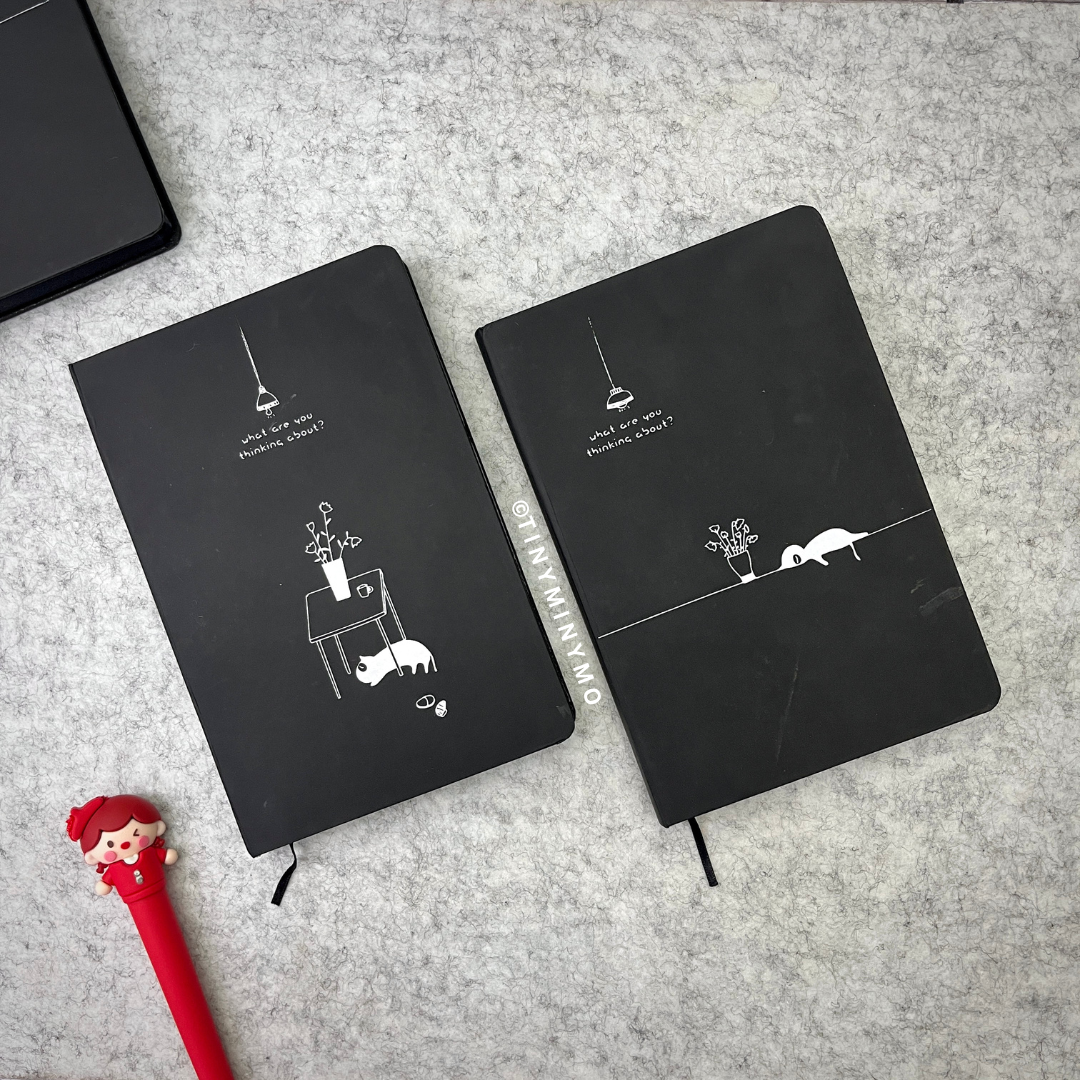 Two Design of Kitty Black Page Notebook - Tinyminymo