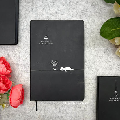 Sleeping Kitty Design of Black Page Notebook - Tinyminymo
