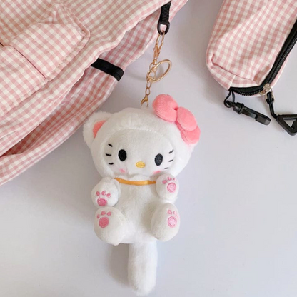 Hello Kitty Design of Kitty Cosplay Sanrio Plush Keychain attached to the Bag - Tinyminymo