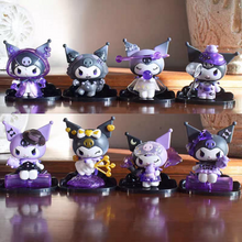 Load image into Gallery viewer, Set of Eight Kuromi Action Figures with Purple Accents on a Wooden Surface - Tinyminymo
