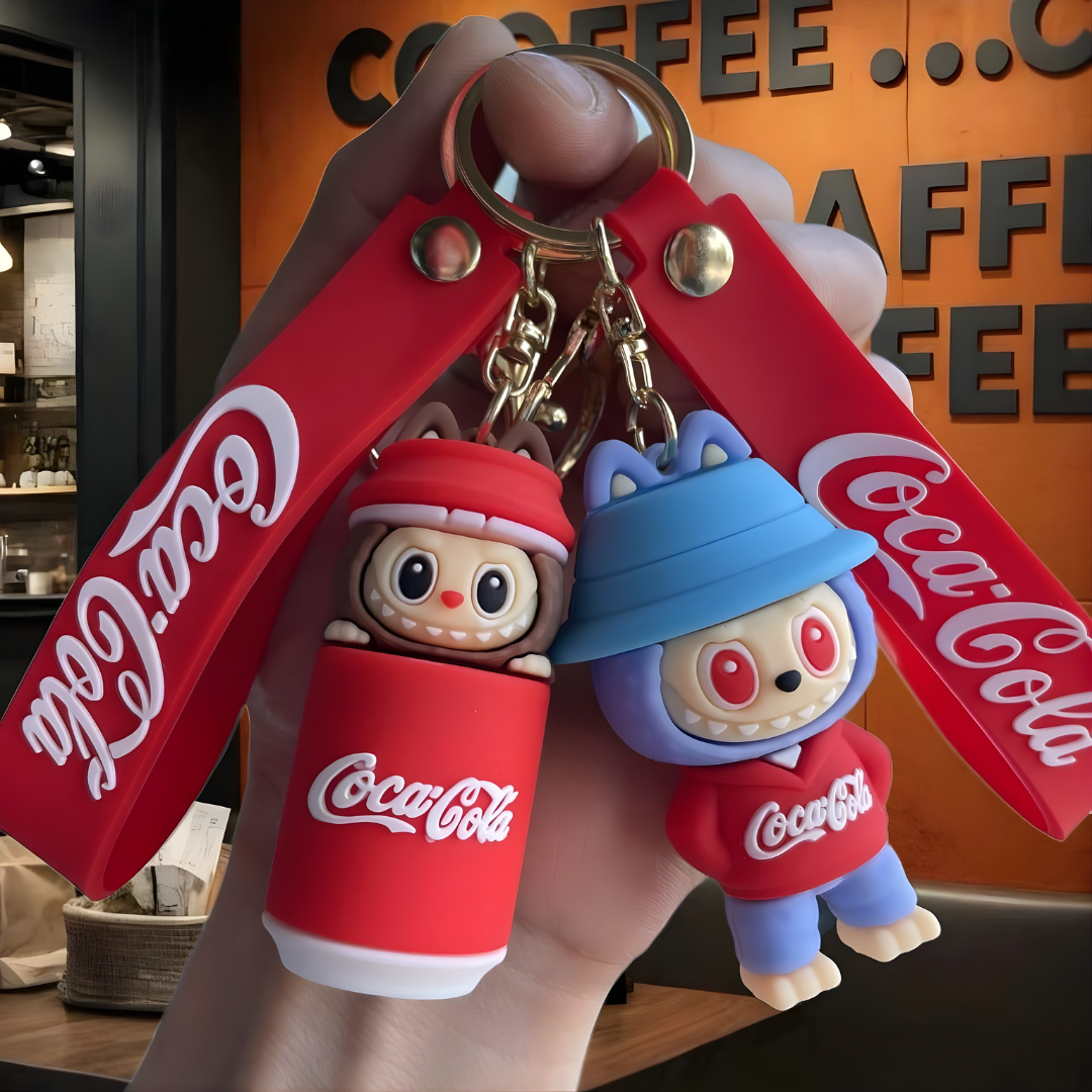 Two Coca Cola Labubu Character Keychain Design - Tinyminymo