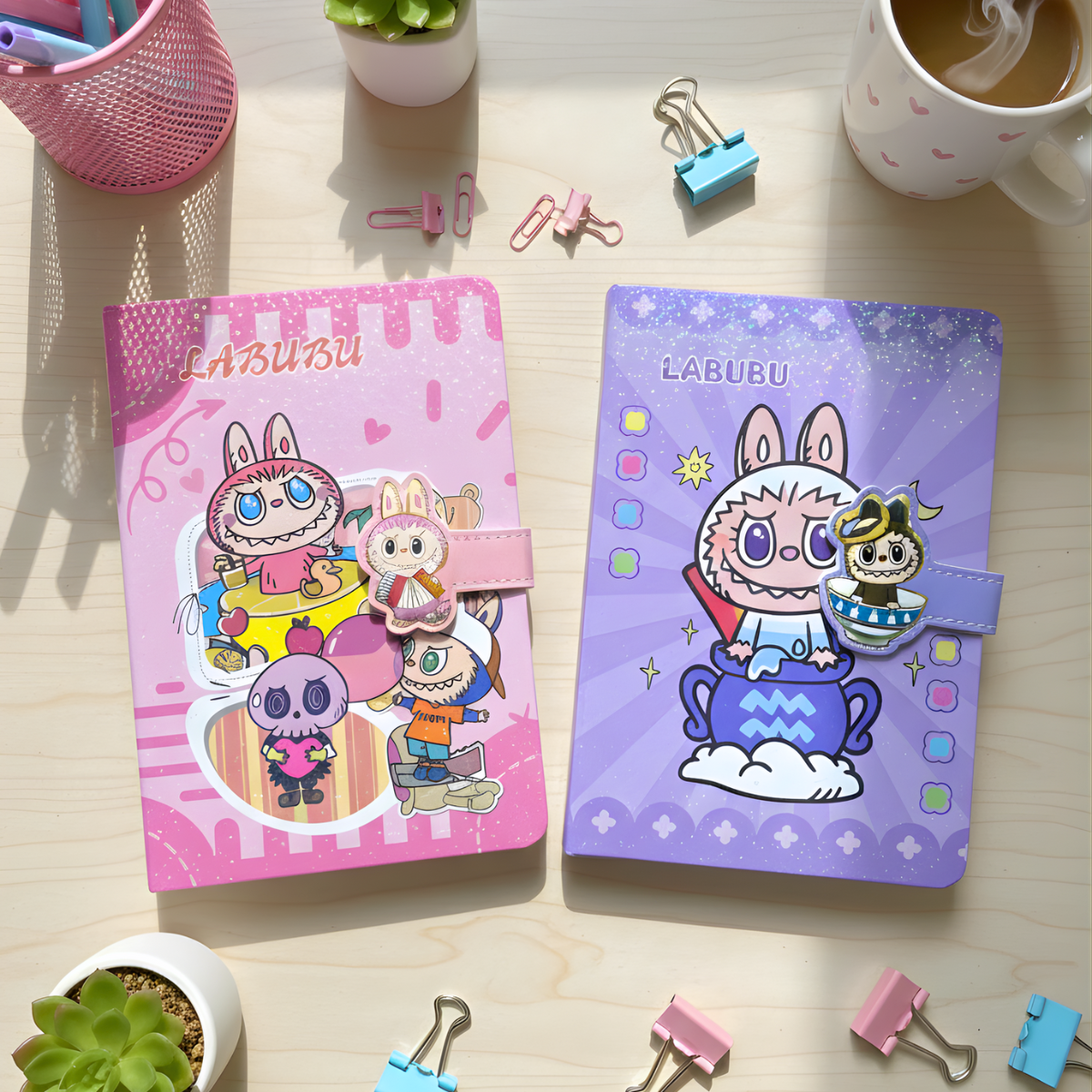 Two Labubu Diary in Lovely Colors, One Pink and One Purple - Tinyminymo
