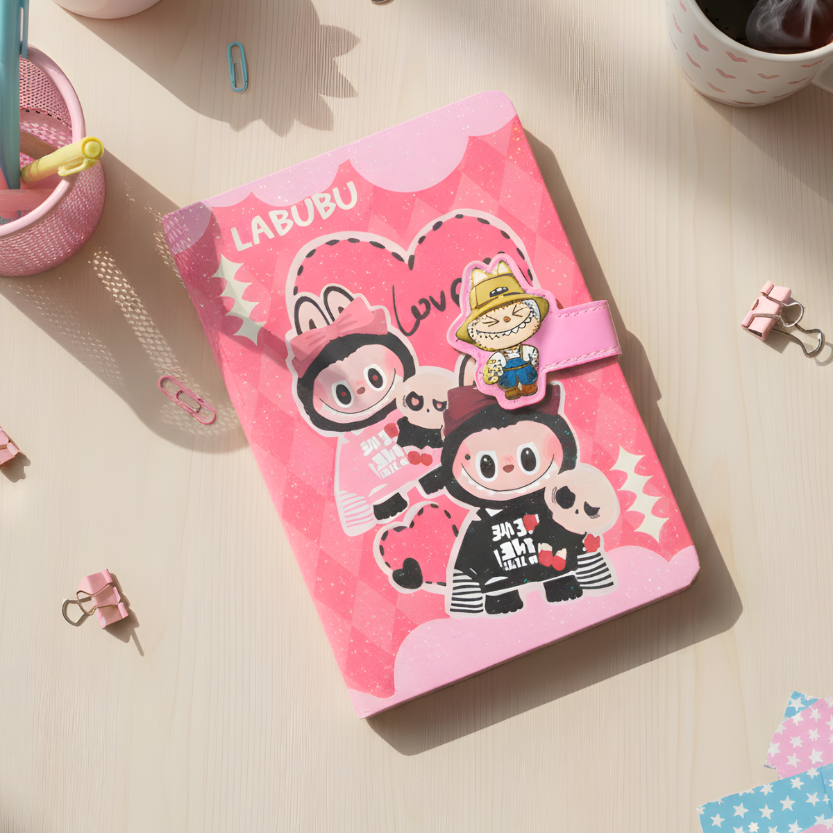 Hot Pink Color Diary in Labubu Design - Tinyminymo
