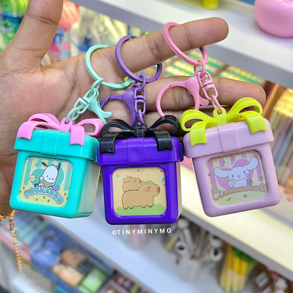 Three Colors of Light Up Kawaii Keychain with Cinnamoroll, Pochacco and Capybara Print - Tinyminymo