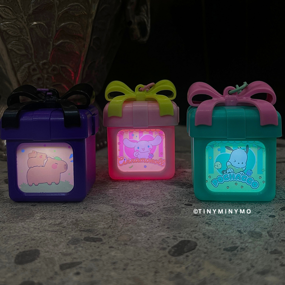 Glowing Light Up Kawaii Keychain in Three Different Characters - Tinyminymo