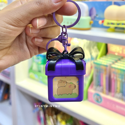 Purple Light Up Kawaii Keychain with Pochacco Print and Black Bow - Tinyminymo