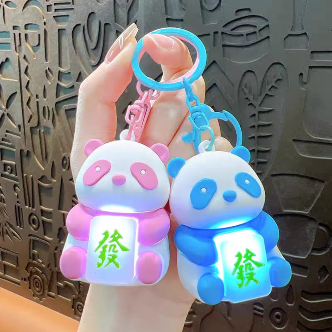 Two Lightup Panda Kychain Helding a Box with Light On - Tinyminymo