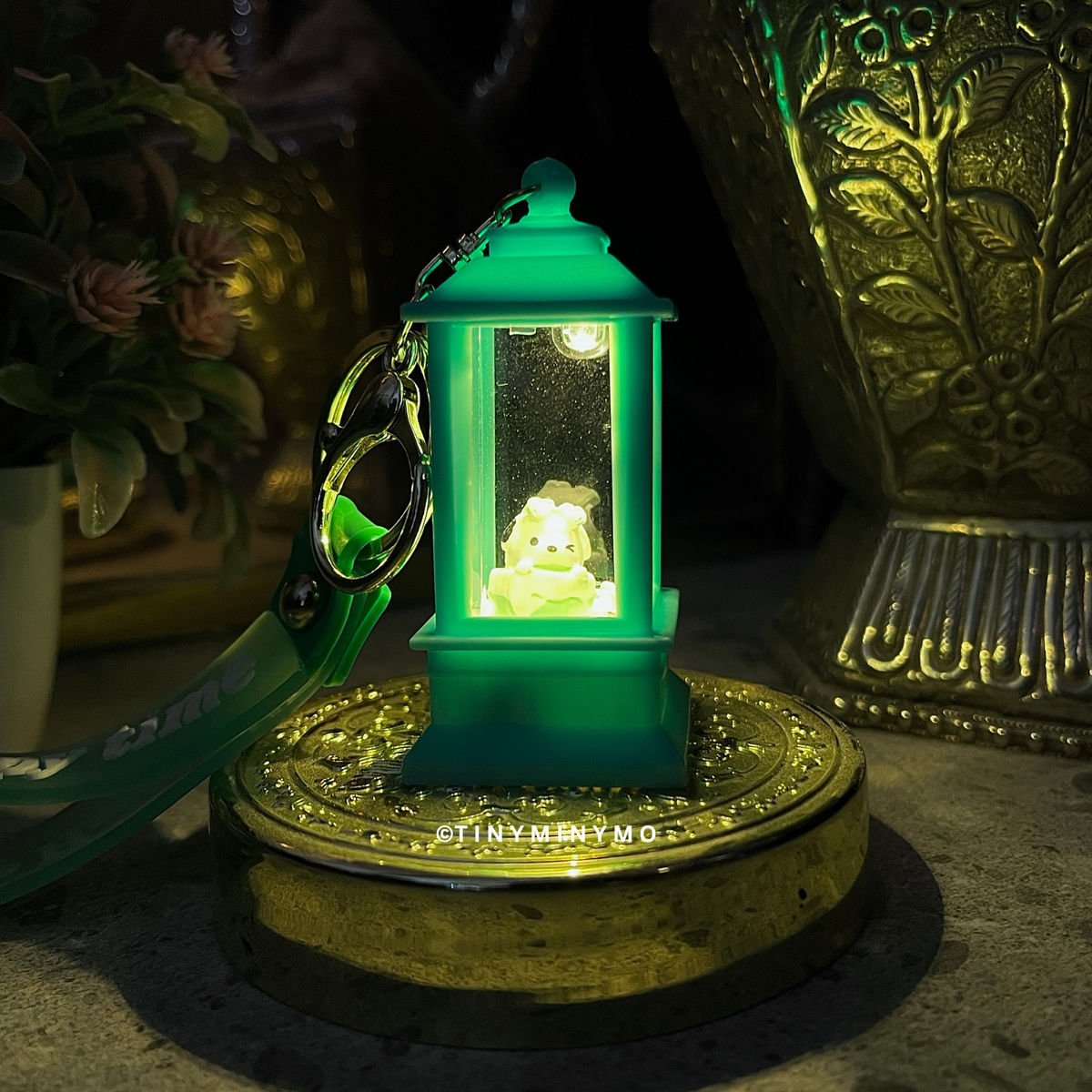 Green Lightup Sanrio Keychain with a Small Figure Inside, Glowing in the Dark - Tinyminymo