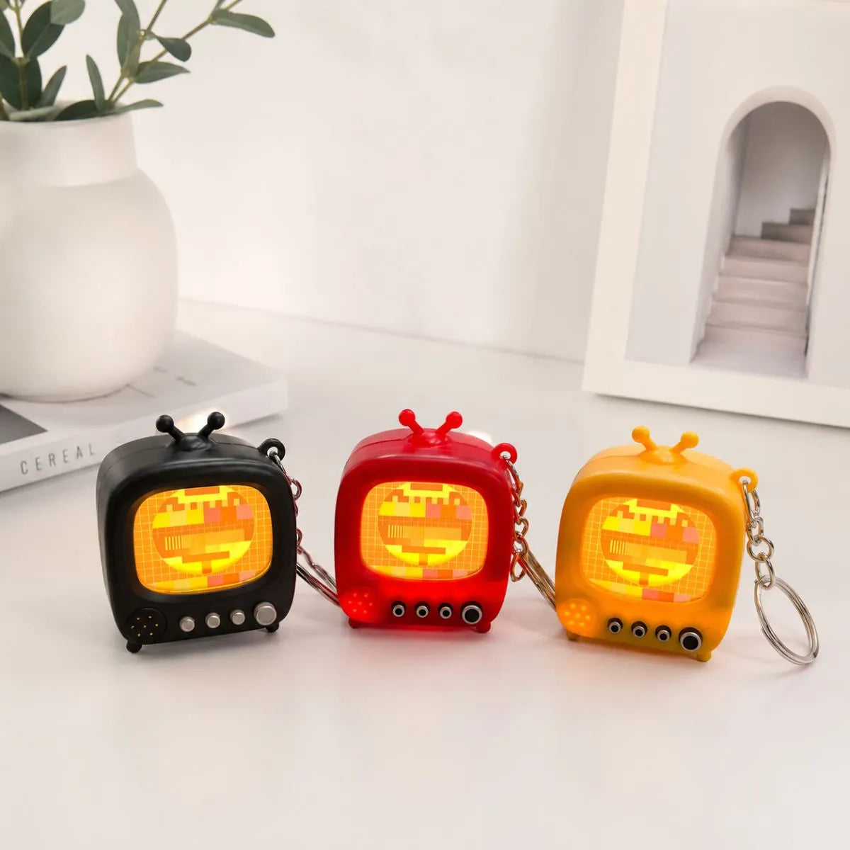 All Colors of Lightup TV Keychain with Lights on - Tinyminymo