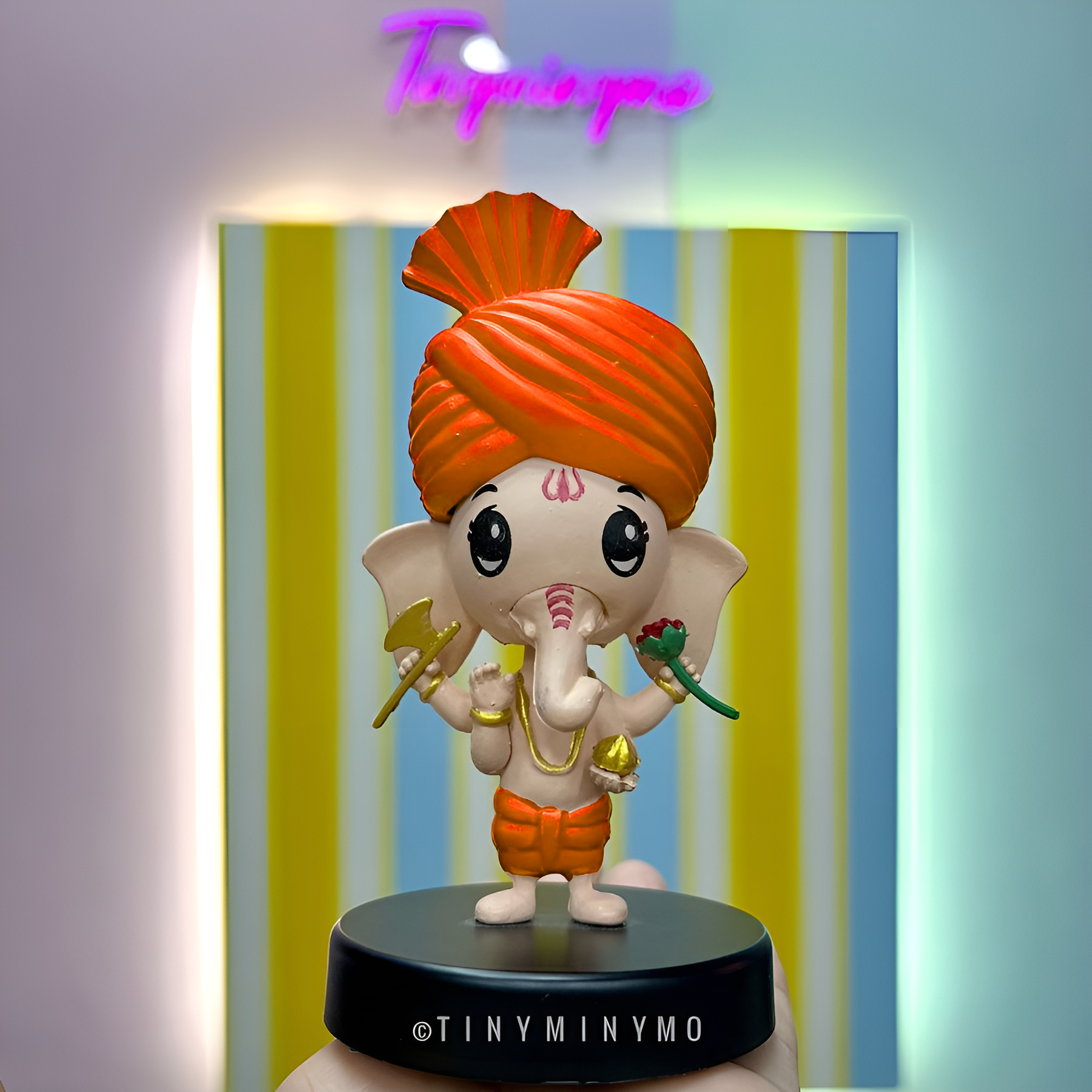 Little Ganesha Bobblehead in Orange Attire - Tinyminymo