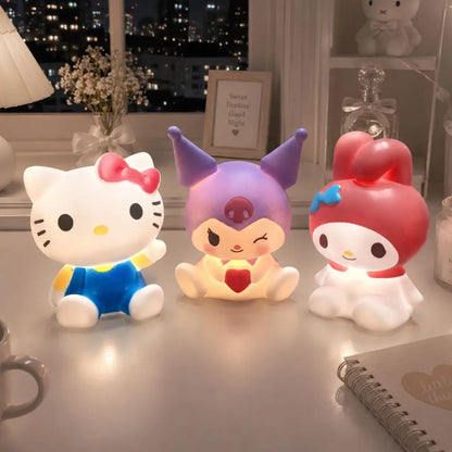 Three Different Characters of Little Sanrio Night Light with Lights On - Tinyminymo