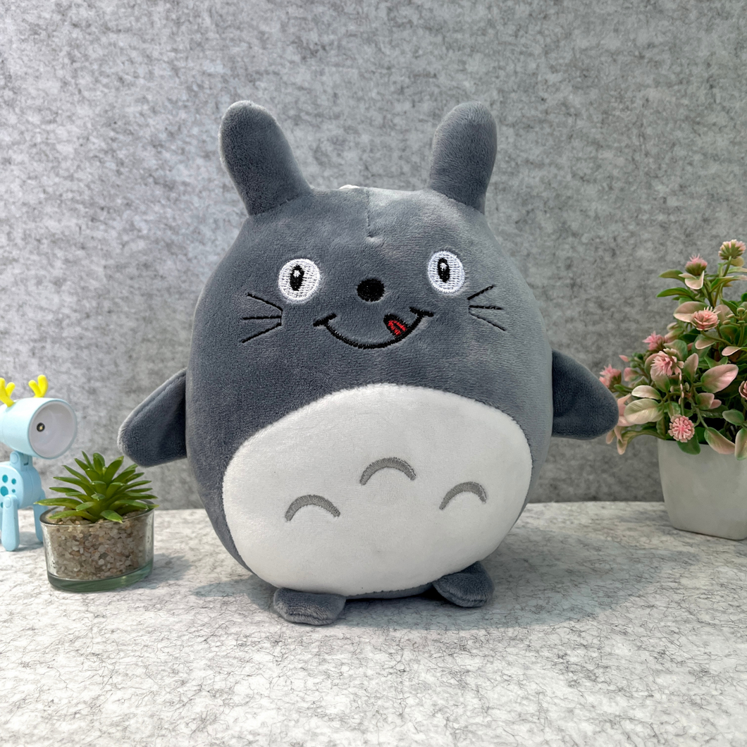 Grey Little Totoro Soft Toy with a Happy Smile - Tinyminymo