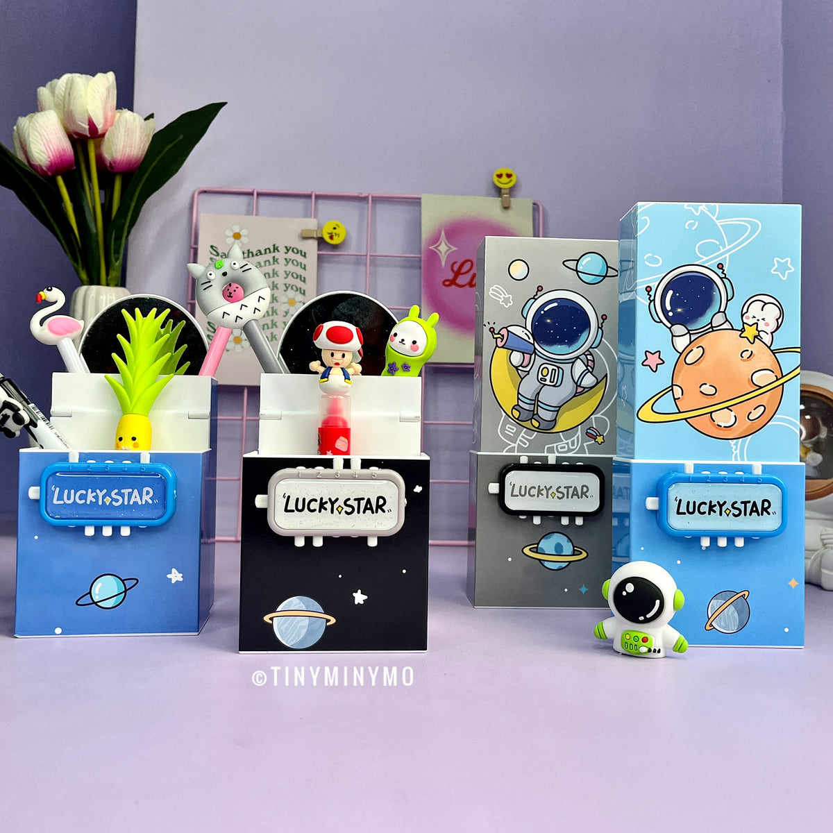 Lockable pencil box cum pen stand - Astronaut - Tinyminymo
