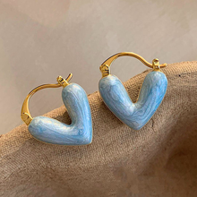 Load image into Gallery viewer, Pair of Blue Heart Earrings - Tinyminymo
