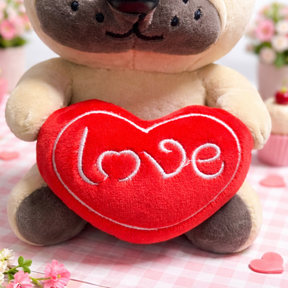 Plush Puppy holding a Red Heart Soft Toy - Tinyminymo