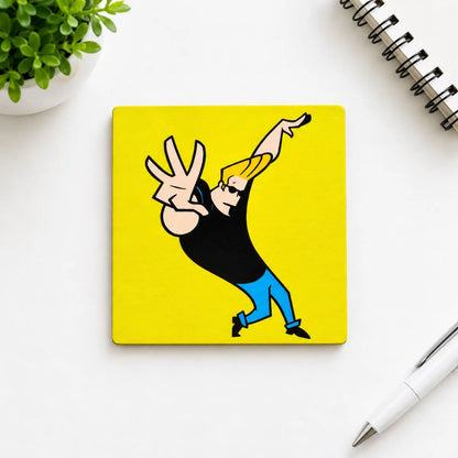Johnny Bravo in Yellow Background Fridge Magnet - Tinyminymo