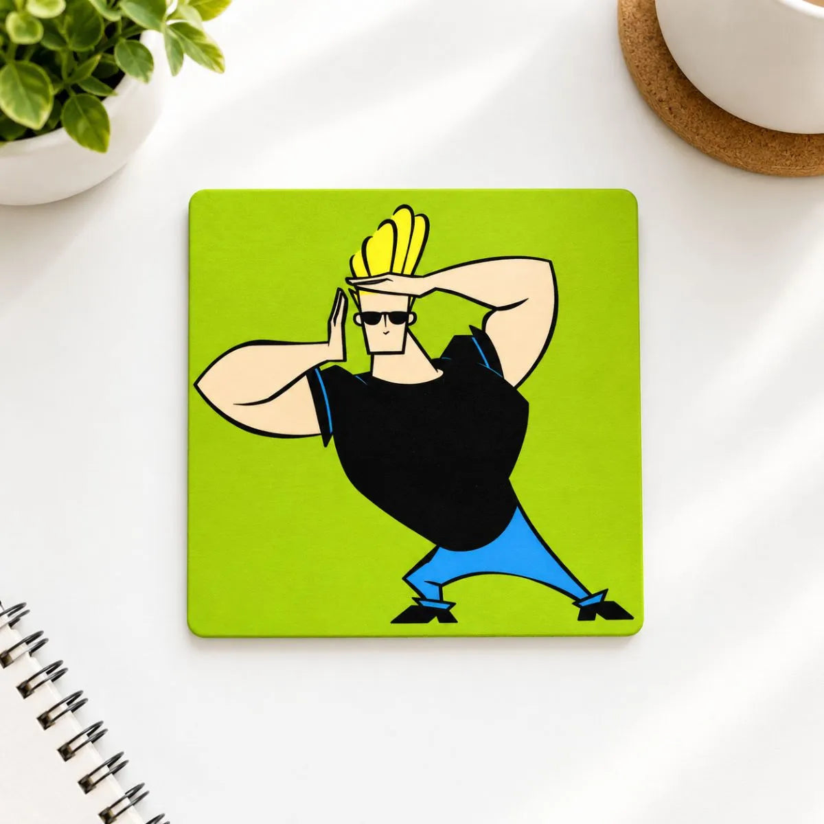 Johnny Bravo in Green Background Fridge Magnet - Tinyminymo
