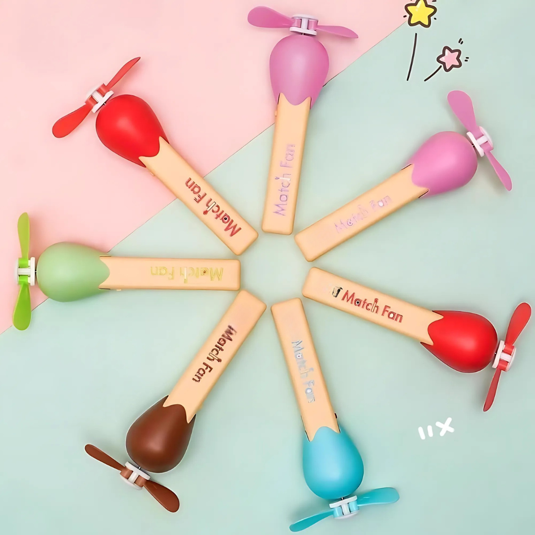 Match Stick Hand Fans Arranged in a Circular Pattern on a Pastel Background - Tinyminymo