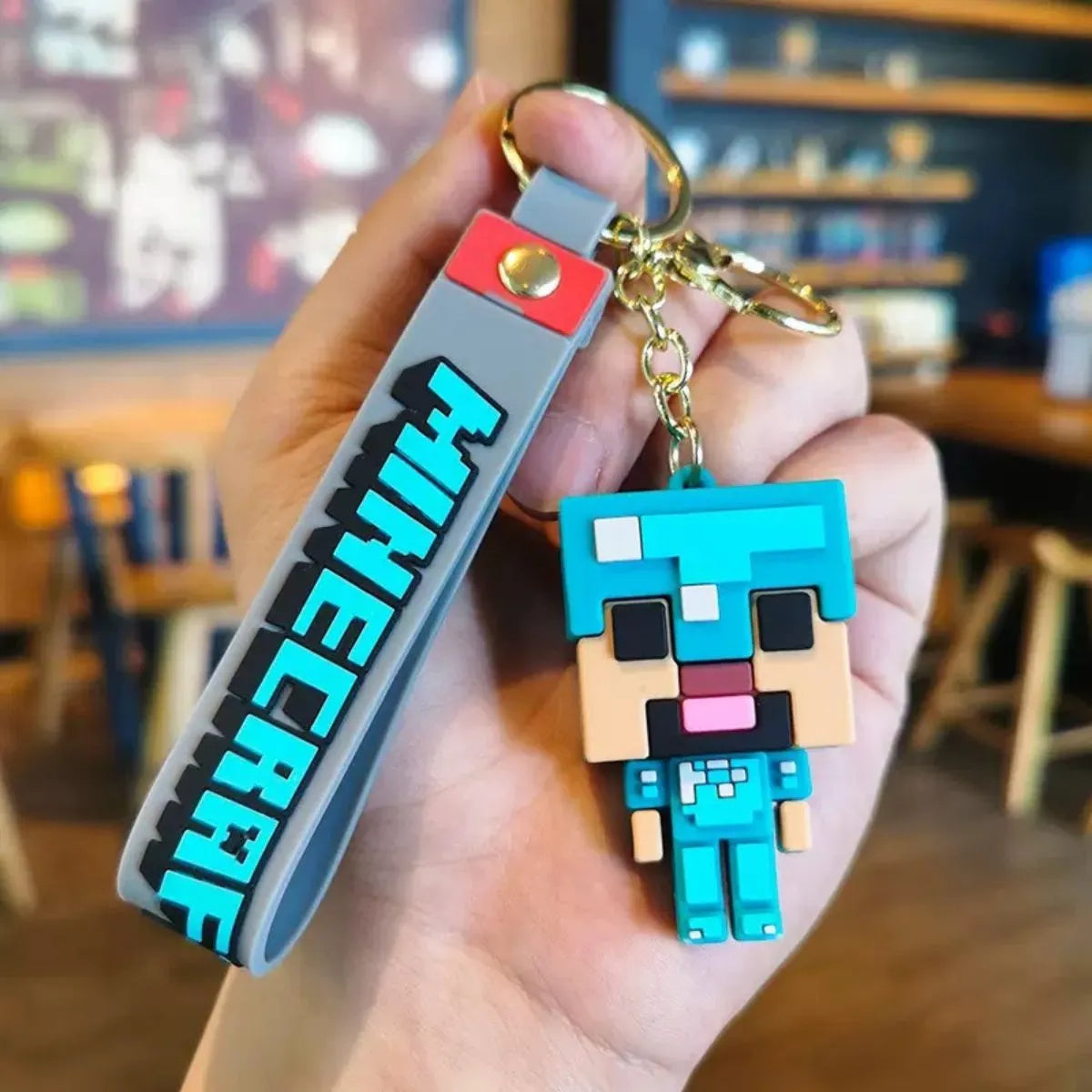 Steve in Diamond Armor Minecraft Keychain - Tinyminymo 